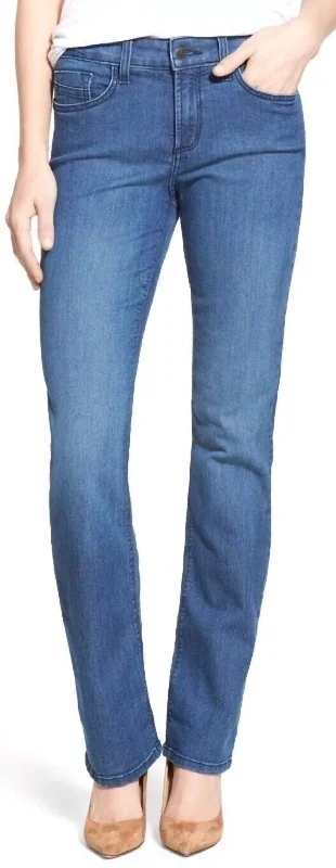 ripped straight-leg jeans for women -Marylin Yucca Valley Straight Leg Jeans In Blue