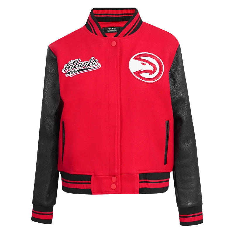 lightweight quilted jacket for women -NBA ATLANTA HAWKS SCRIPT TAIL WOMEN'S WOOL VARSITY JACKET (RED/BLACK)