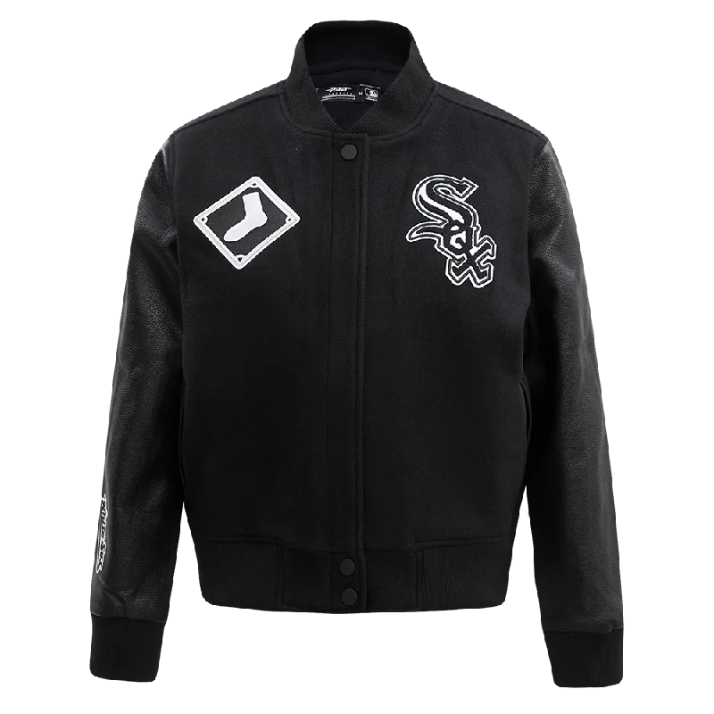 stylish knit jacket for women -MLB CHICAGO WHITE SOX CLASSIC WOOL WOMEN'S VARSITY JACKET (JET BLACK)