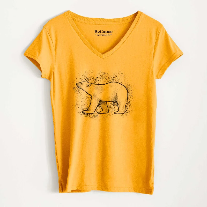 women's cotton short sleeve tee -Polar Bear - Women's 100% Recycled V-neck