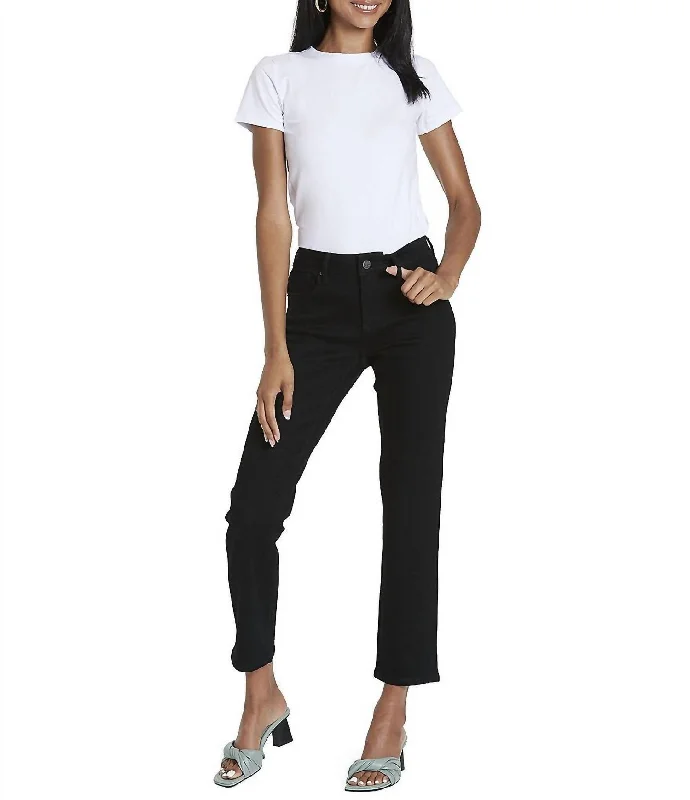 stylish front-slit jeans for women -Blaire High Rise Ankle Slim Straight Jeans In Black