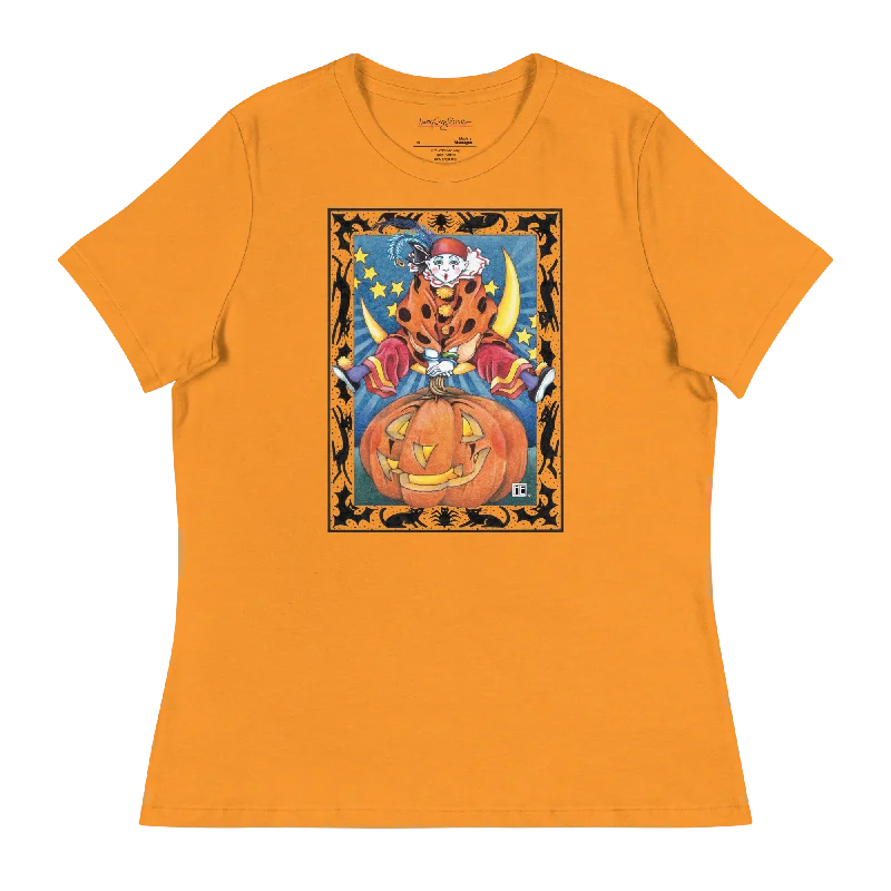 women's lightweight short sleeve hoodie -Clown Jumping Over Pumpkin Women's T-Shirt