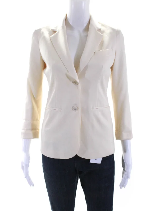 women's fur-trimmed parka -The Row Womens Button Down Suit Jacket White