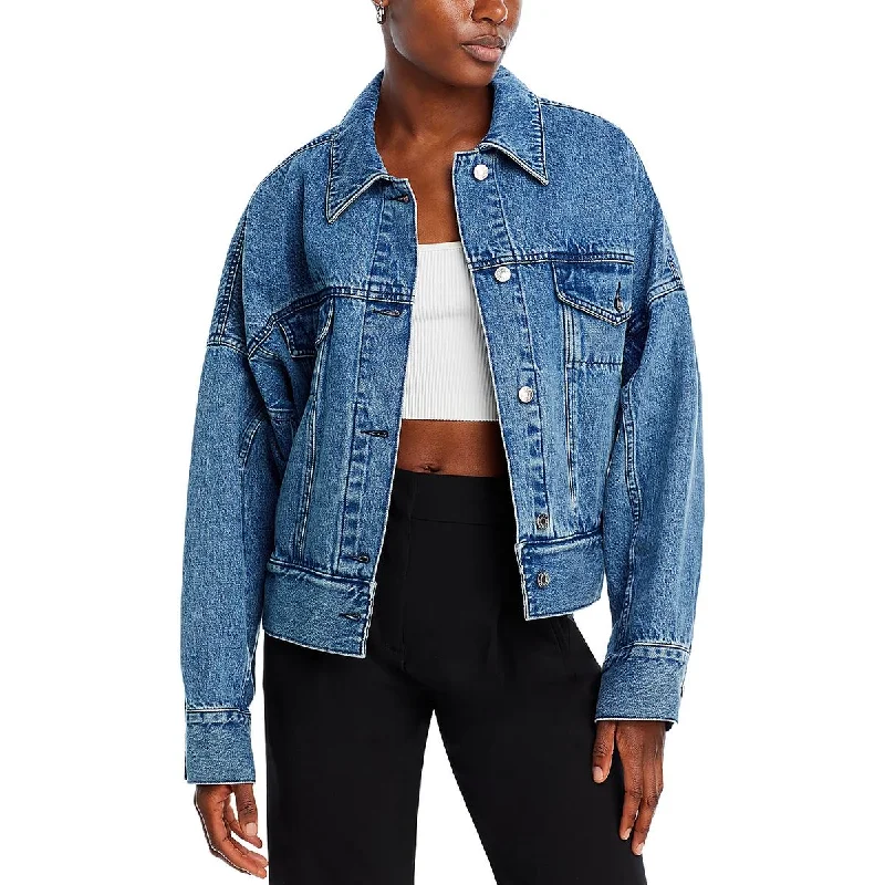 women's relaxed fit blazer -3.1 Phillip Lim Womens Boxy Trucker Denim Jacket