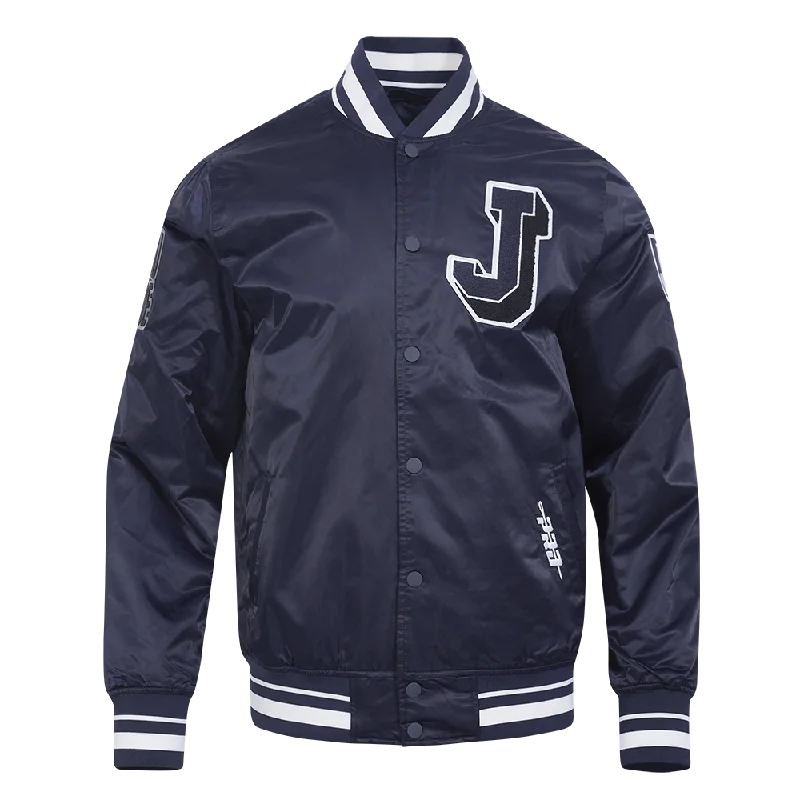 sophisticated evening coat for women -JACKSON STATE UNIVERSITY CLASSIC RIB SATIN JACKET (MIDNIGHT NAVY)