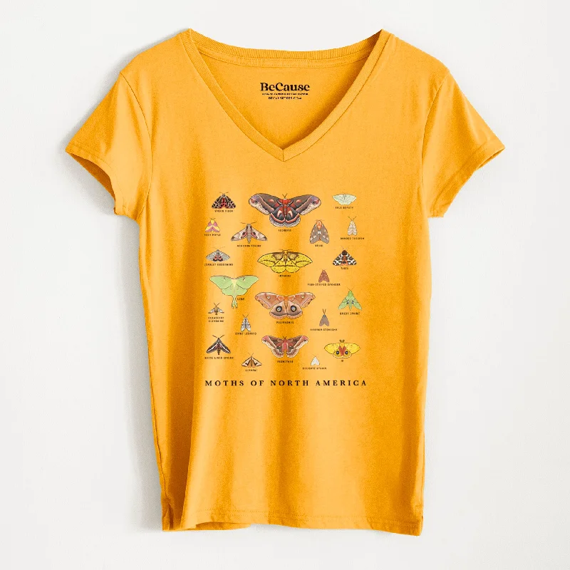 women's crew neck short sleeve blouse -Moths of North America - Women's 100% Recycled V-neck