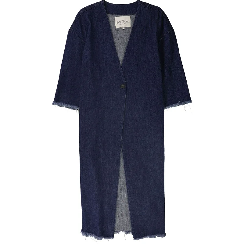 ladies' waterfall drape coat -Rachel Roy Womens Cotton Denim Coat, Blue, Medium