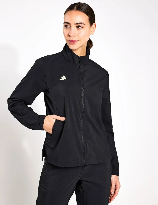 ladies' faux suede jacket -Adizero Essentials Running Jacket - Black