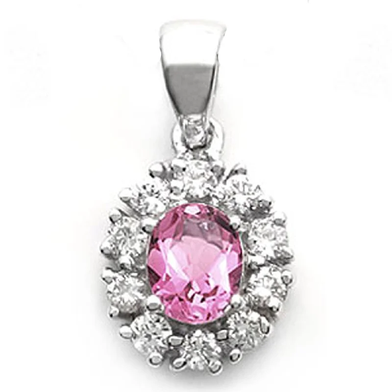 women's slim fit blazer -14k White Gold Pink Sapphire and Diamond Flower Pendant