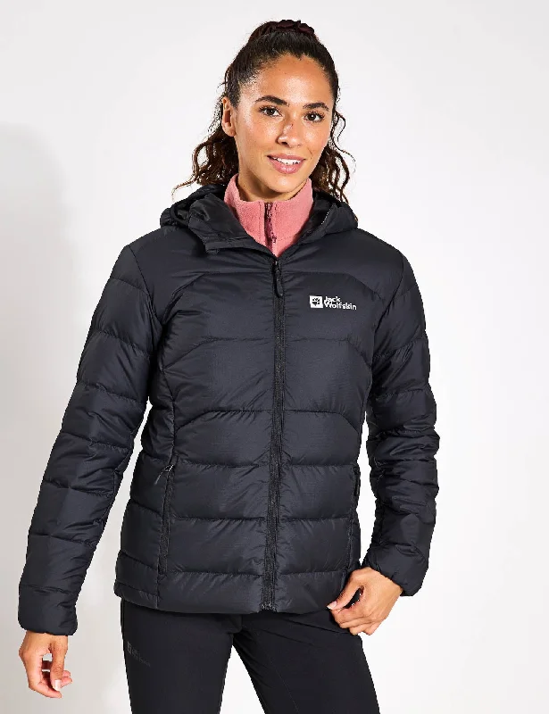 women's relaxed fit blazer -Ather Down Hooded Jacket - Black