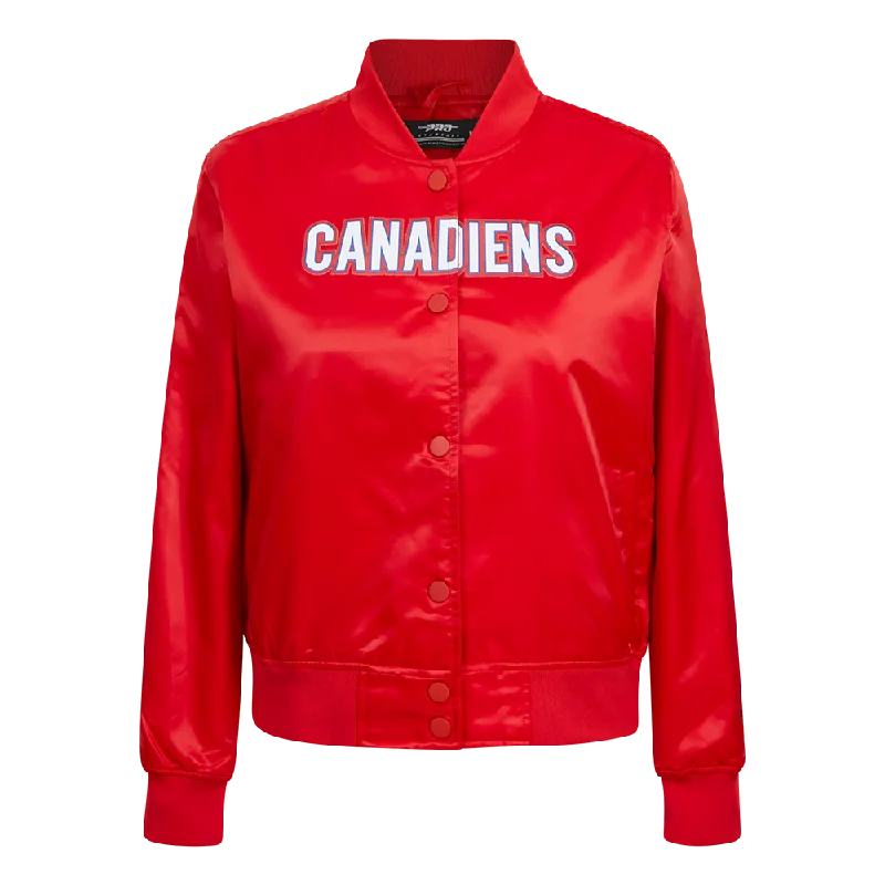 women's bohemian style kimono jacket -NHL MONTREAL CANADIENS CLASSIC WOMEN'S SATIN JACKET (RED)