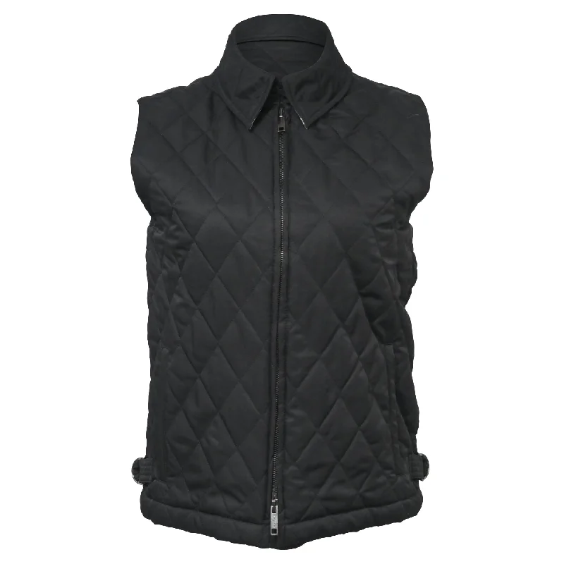 versatile casual coat for women -Burberry Quilted Vest in Black Polyester