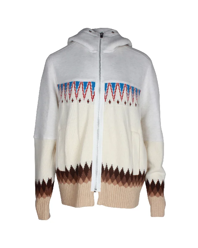 ladies' sporty windbreaker -Sacai Nordic Zipped Hoodie in Multicolor Cotton