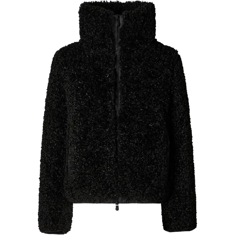 oversized women's coat -Save the Duck Womens Kennie Faux Fur Coat Black