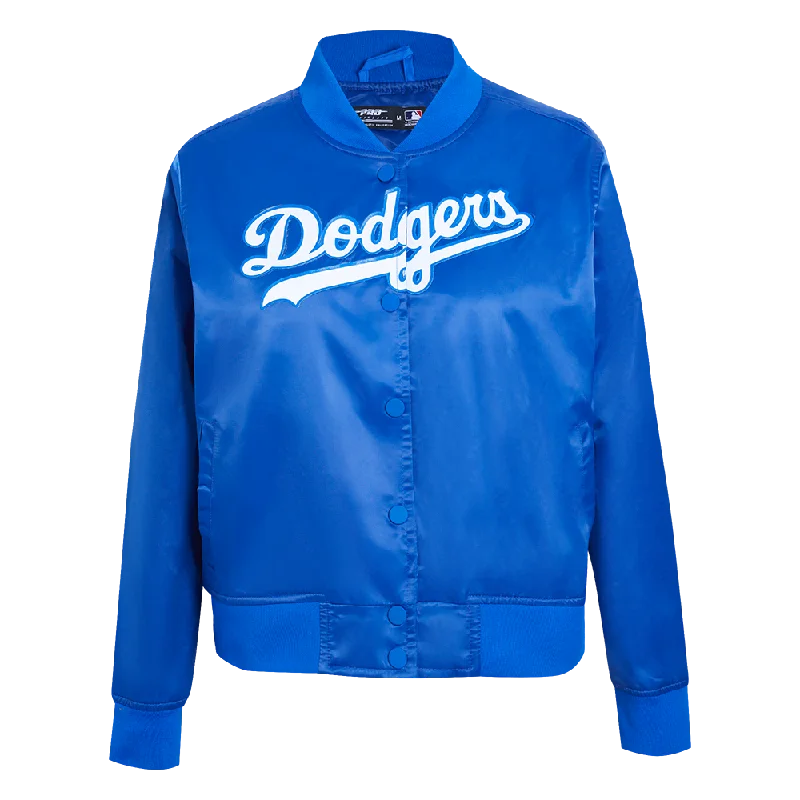 cropped wool blazer for women -MLB LOS ANGELES DODGERS CLASSIC WOMEN'S SATIN JACKET (DODGER BLUE)