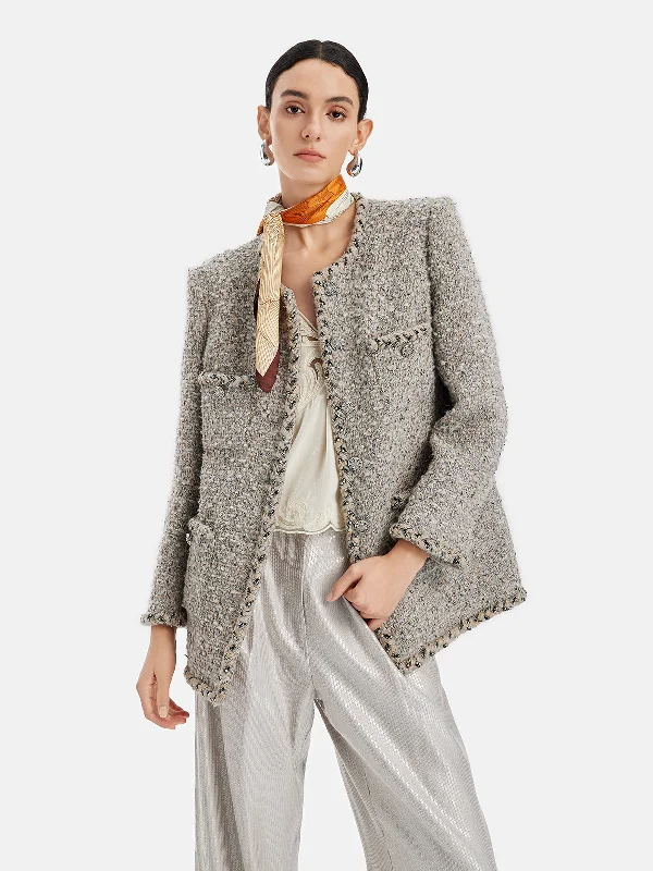 women's reversible coat -Chic French Tweed Jacket