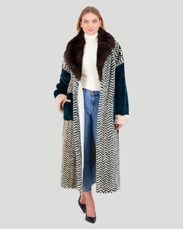 women's long trench coat -Mink Coat with Sable Collar