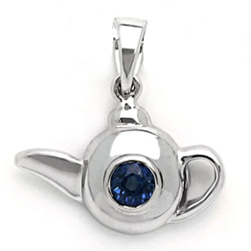 women's lightweight cargo jacket -14k White Gold Sapphire Teakettle Pendant