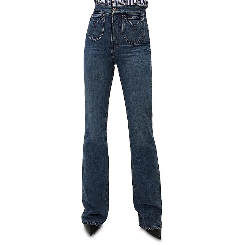 classic dark bootcut jeans for ladies -Crosbie Womens High Rise Denim Wide Leg Jeans