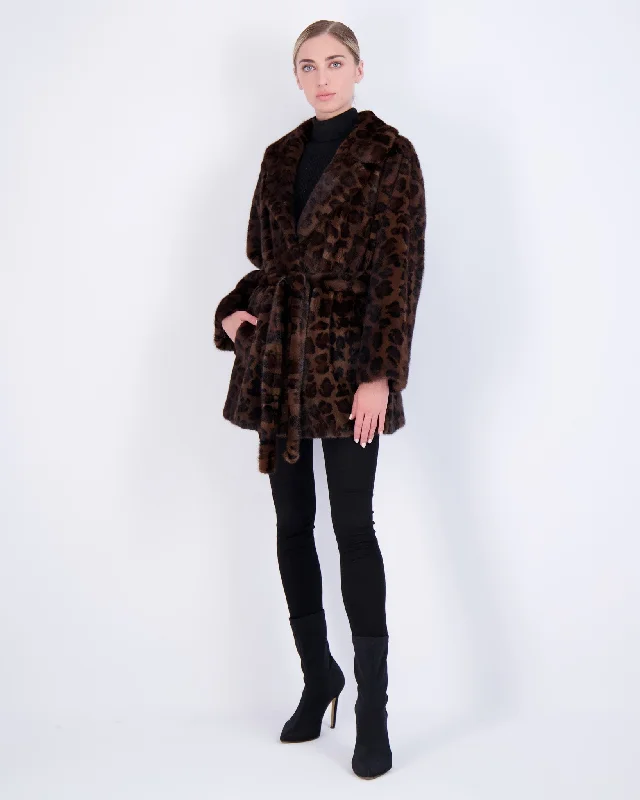 elegant long coat for women -Mink Jacket with Belt