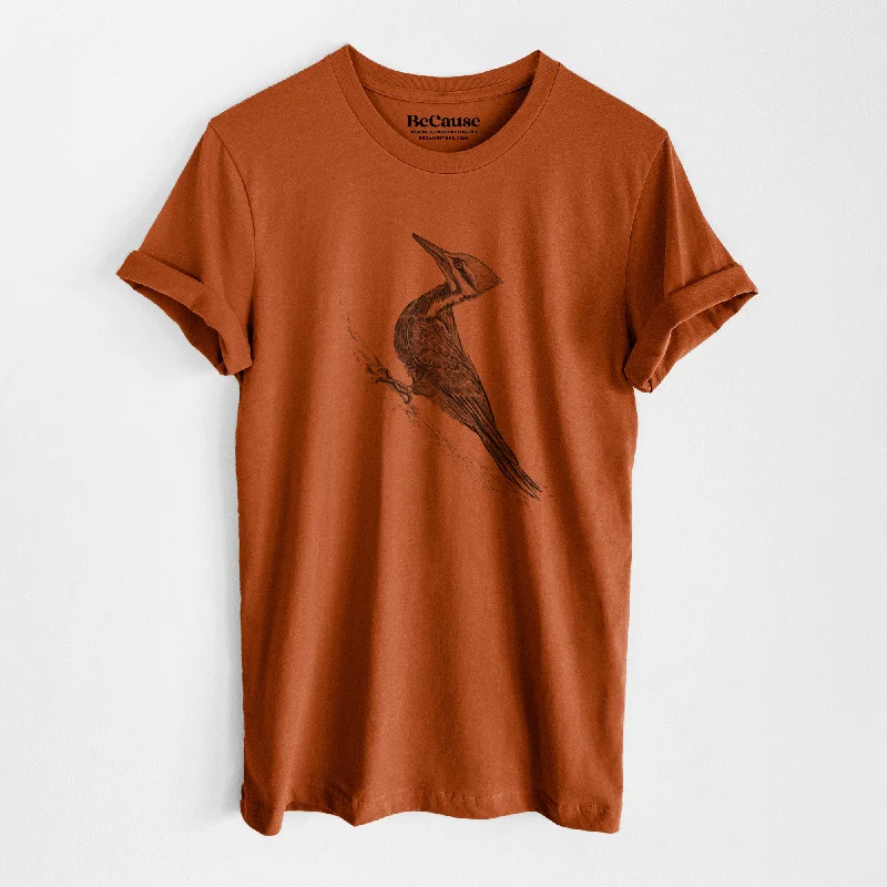 women's zip-up short sleeve top -Pileated Woodpecker - Dryocopus pileatus - Lightweight 100% Cotton Unisex Crewneck