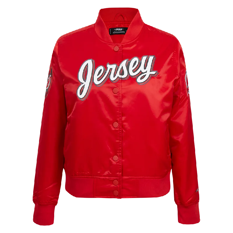 ladies' waterfall drape coat -NHL NEW JERSEY DEVILS CLASSIC WOMEN'S SATIN JACKET (RED)