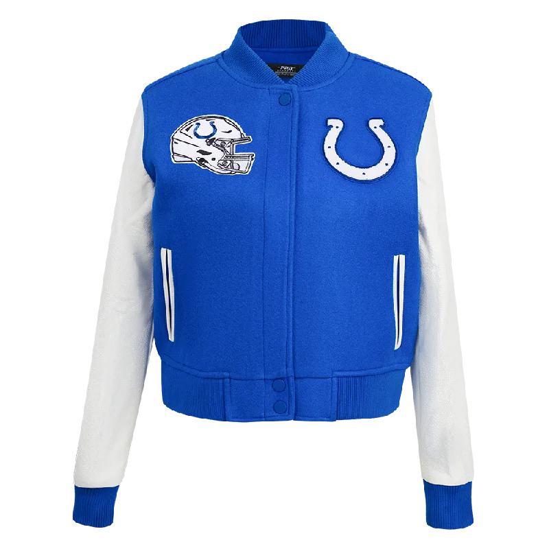 ladies' quilted coat -NFL INDIANAPOLIS COLTS CLASSIC WOMEN'S WOOL VARSITY JACKET (ROYAL BLUE/WHITE)