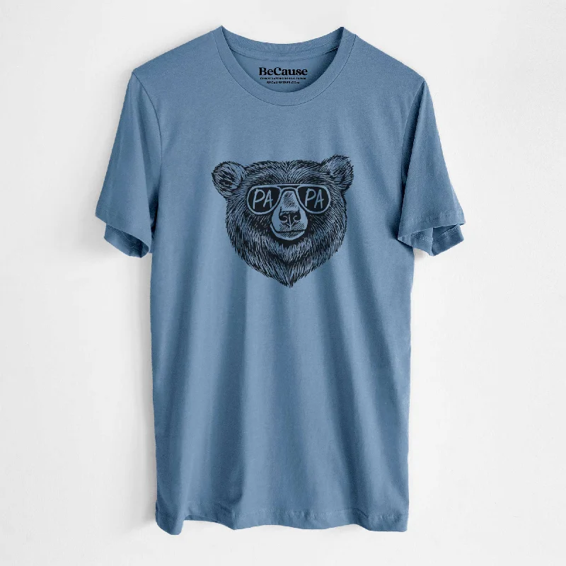 women's loose casual short sleeve tunic -Papa Bear - Papa Glasses - Lightweight 100% Cotton Unisex Crewneck