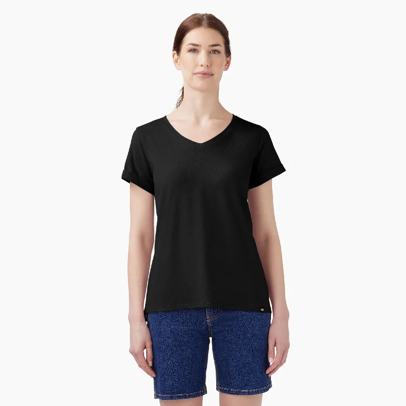 ladies' eco-friendly cotton short sleeve tees -Dickies Women's V-Neck T-Shirt