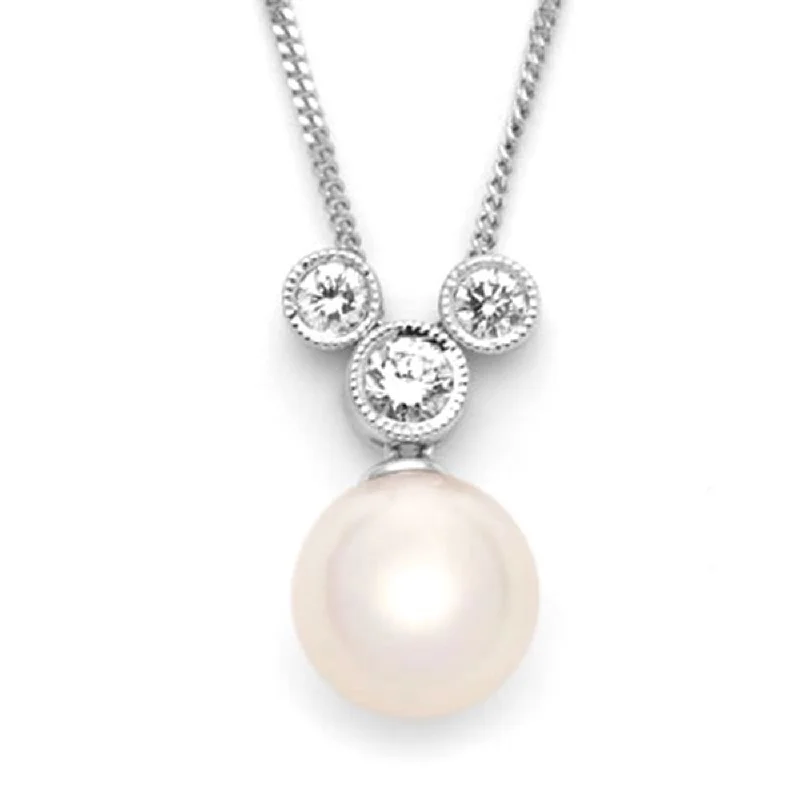 women's relaxed fit blazer -18k White Gold Cultured Akoya Pearl Necklace