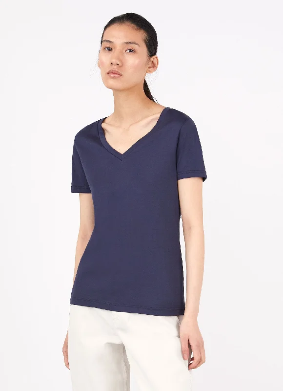 soft touch short sleeve t-shirts for women -Women's V-neck T-shirt in Navy