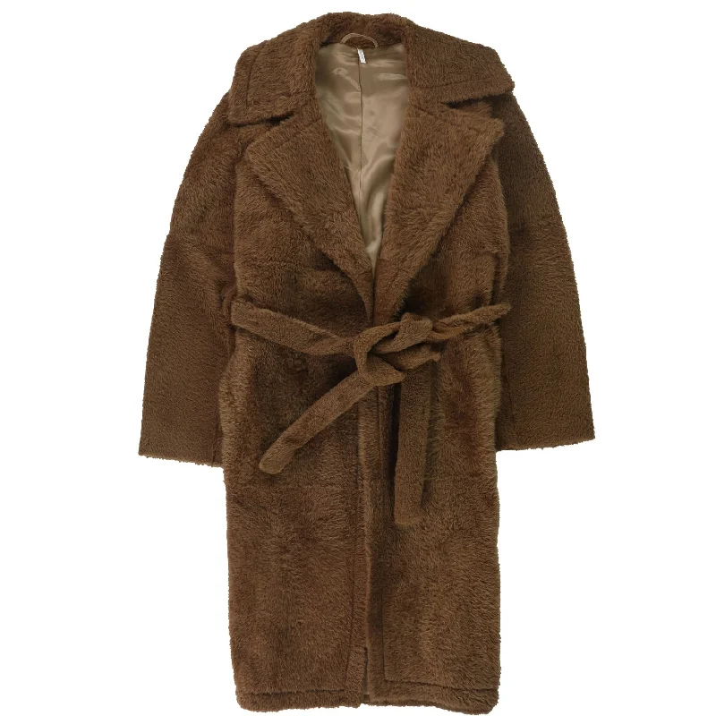 military-style coat for women -Helmut Lang Womens Belted Shearling Coat