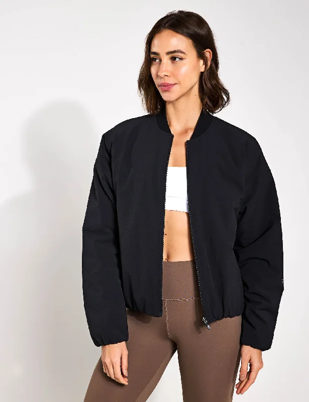 ladies' soft knit cardigan coat -Active Collective Skystretch Woven Jacket - Black