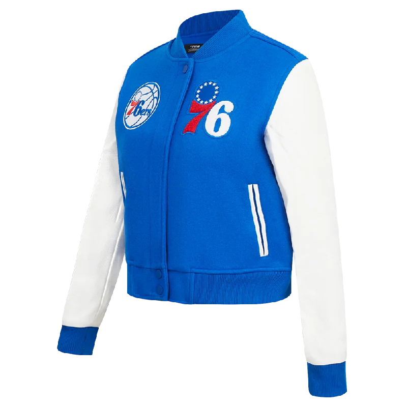 waterproof windproof raincoat for women -NBA PHILADELPHIA 76ERS CLASSIC WOMEN'S WOOL VARSITY JACKET (ROYAL BLUE/WHITE)