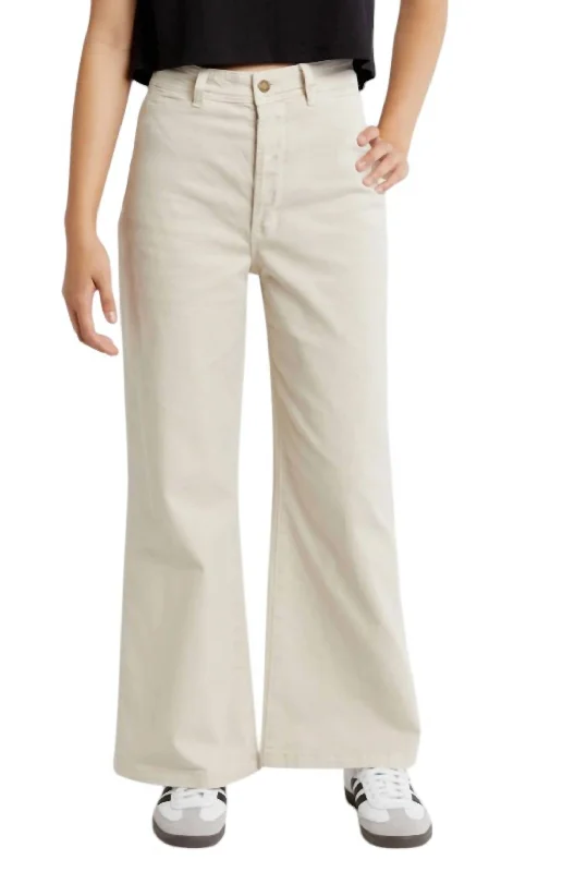 ripped mom fit jeans for ladies -Sailor Drill Pant In Off White