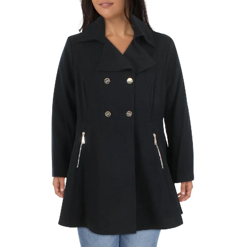 lightweight quilted jacket for women -Laundry by Shelli Segal Women's Double Breasted Wool Coat with Skirted Hem