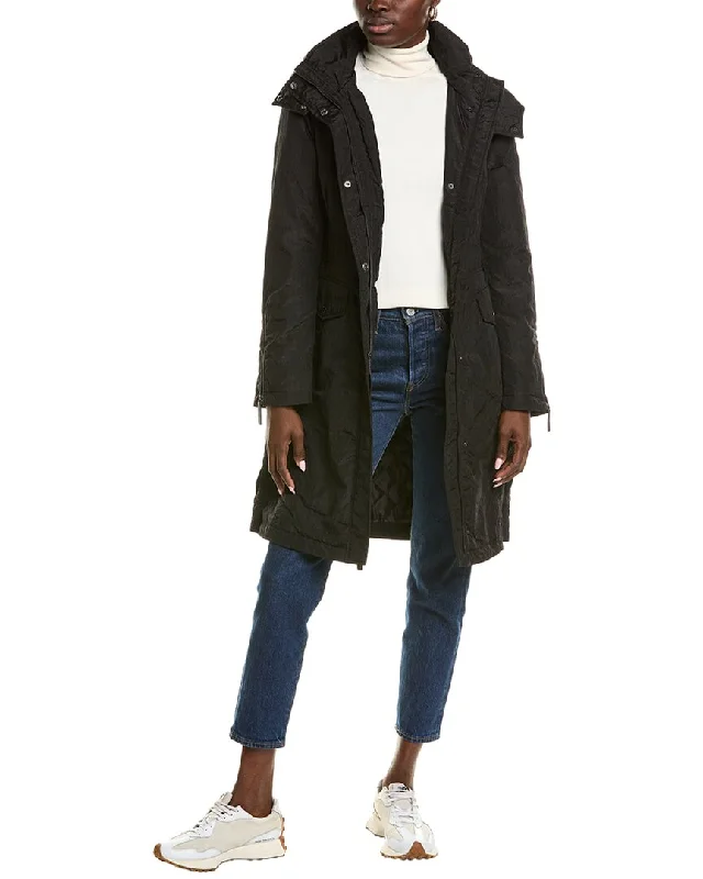 women's long trench coat -Kenneth Cole Crinkle Wool-Blend Anorak