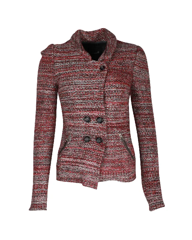 classic trench raincoat for women -Isabel Marant Tweed Pattern Evening Jacket in Multicolor Virgin Wool