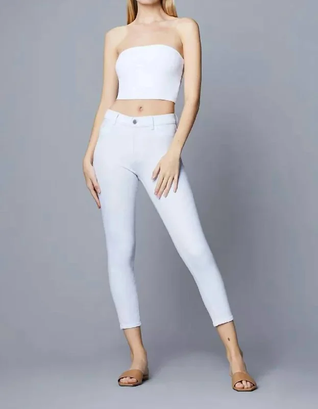 women's wide-leg denim trousers -Farrow Skinny High Rise Jean In Milk