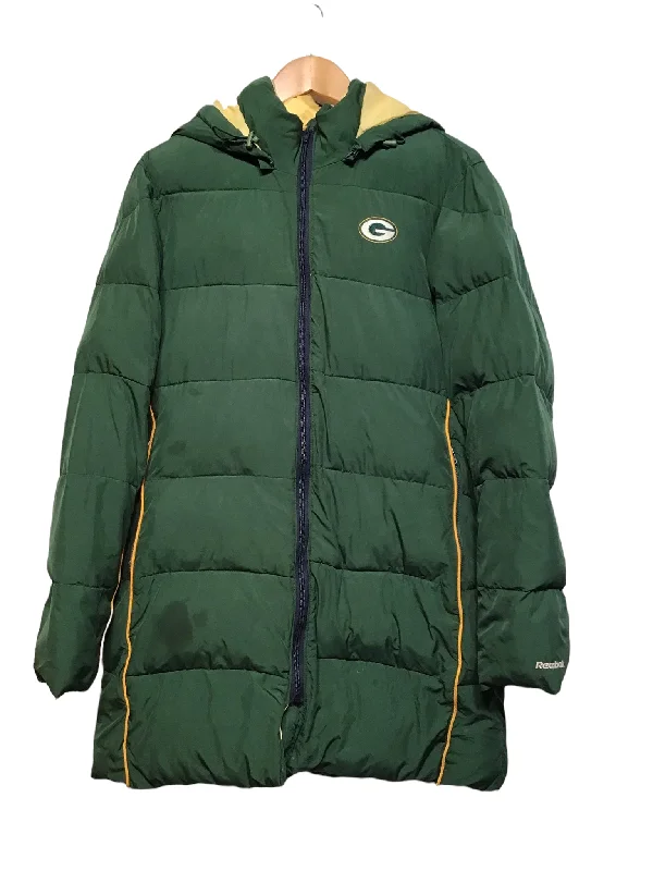 fashionable belted wool coat for women -NFL Green Bay Packers Long Puffer (Size L)