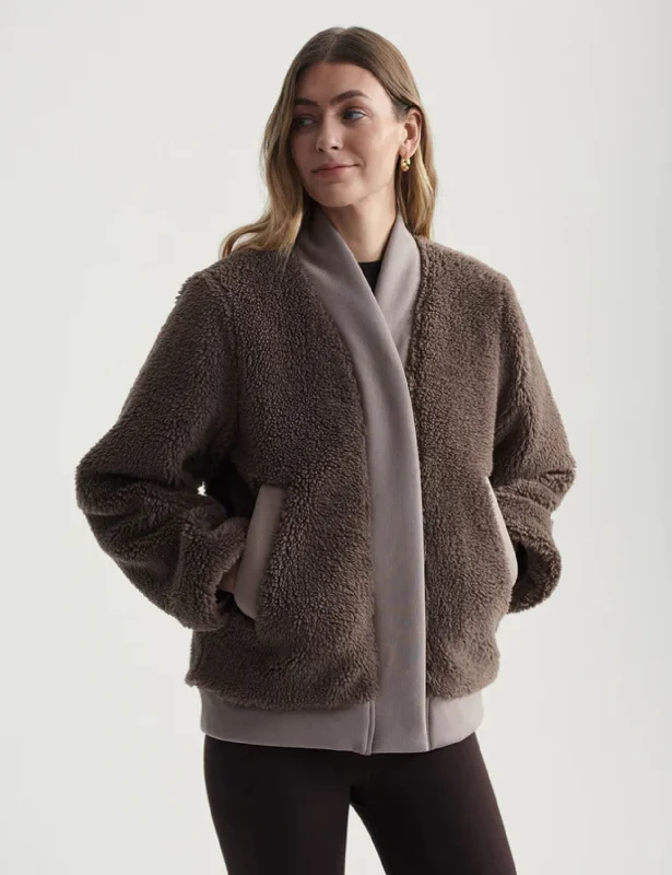 sustainable eco-friendly coat for women -Joanna Reversible Jacket - Fungi/Coffee Quartz