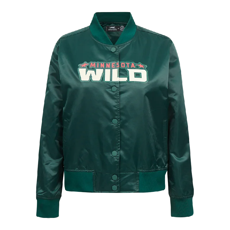 professional work blazer for women -NHL MINNESOTA WILD CLASSIC WOMEN'S SATIN JACKET (FOREST GREEN)