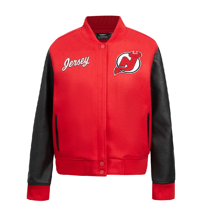 winter parka for women -NHL NEW JERSEY DEVILS CLASSIC WOMEN'S WOOL VARSITY JACKET (RED/BLACK)