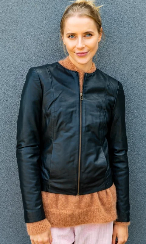 women's biker-style leather jacket -HOSS Black  Mag Leather Jacket