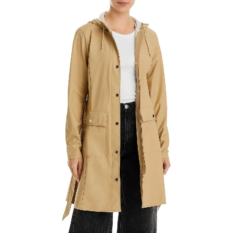 women's hooded winter jacket -Rains Womens Water Resistant Tie Belt Raincoat