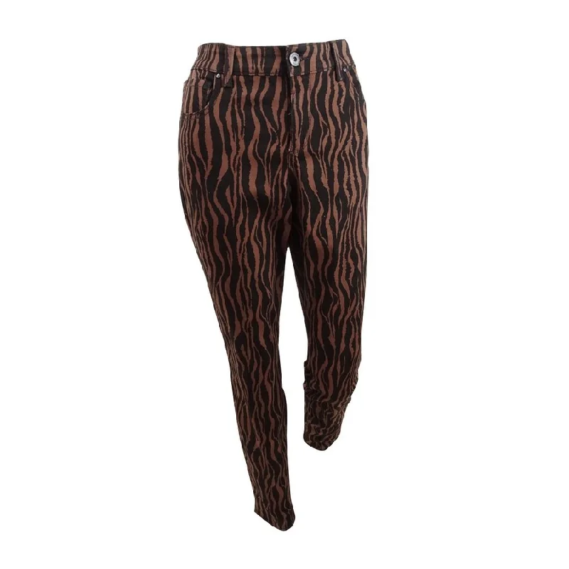 women's straight-leg denim pants -INC Women’s INCEssentials Tiger-Print Skinny Jeans