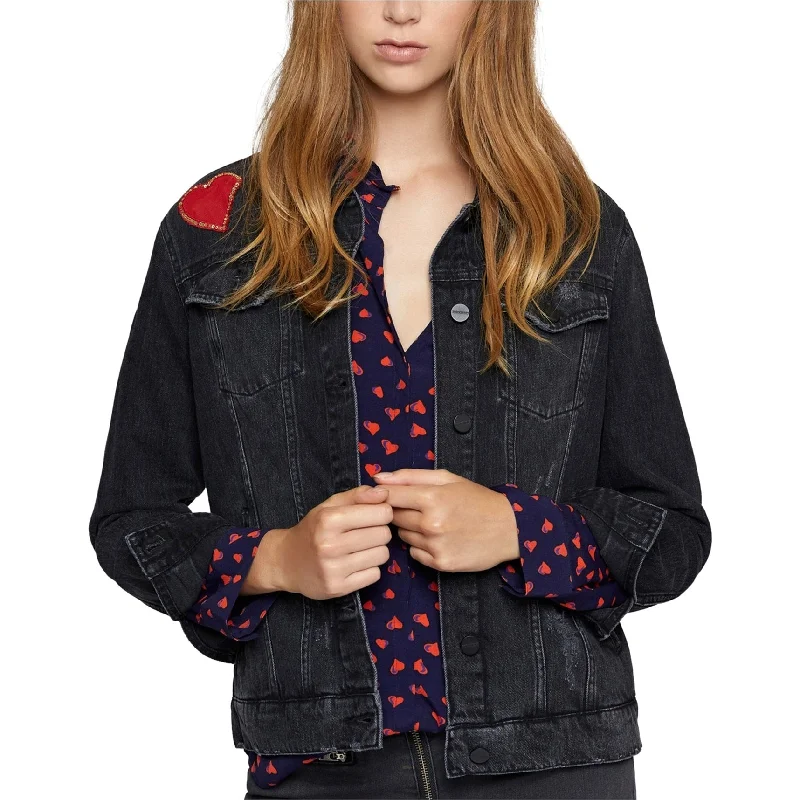 women's casual denim jacket -Sanctuary Clothing Womens Heartbreaker Jean Jacket, Black, Large