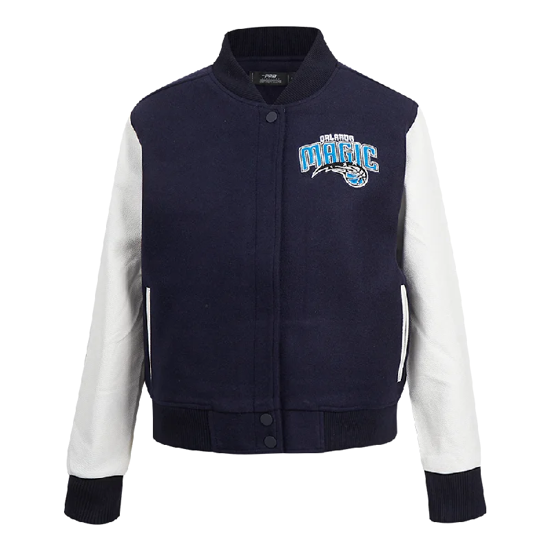 stylish fleece-lined coat for women -NBA ORLANDO MAGIC CLASSIC WOMEN'S WOOL VARSITY JACKET (MIDNIGHT NAVY/WHITE)