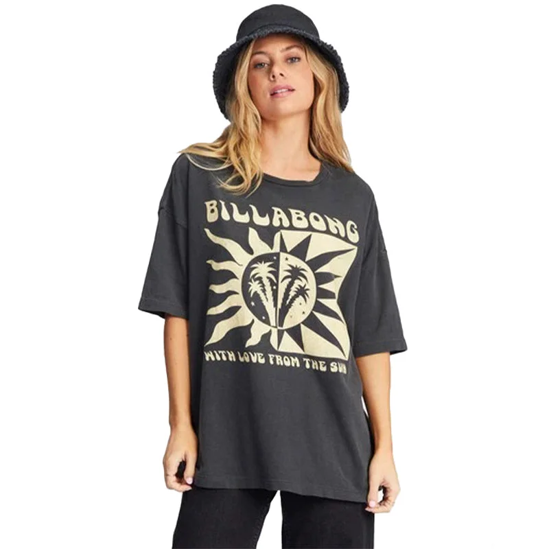 casual beachwear short sleeve tops for women -Shirt With Love From The Sun Oversized Boyfriend Tee