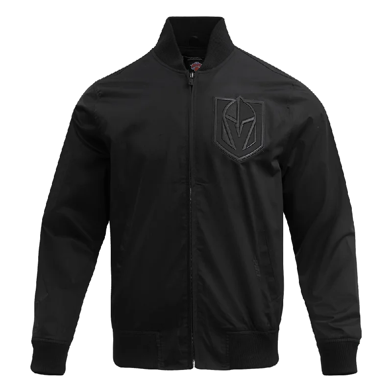 women's classic pea coat -NHL VEGAS GOLDEN KNIGHTS NEUTRAL TWILL JACKET (BLACK)